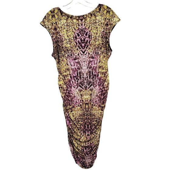 Jennifer Lopez NWT Sz XL Dress Distressed Python Jersey Knit Side Ruched Zipper - Picture 3 of 11